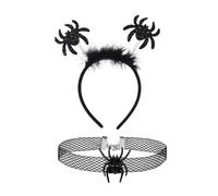Wedity Halloween Spider Web Headband Collana Set Vampire Bat Hair Bands Ghost Festival Party Hair Hoop Accessori per Capelli per Le Donne Ragazze (Nero C)