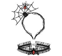 Wedity Halloween Spider Web Headband Collana Set Vampire Bat Hair Bands Ghost Festival Party Hair Hoop Accessori per Capelli per Le Donne Ragazze (Nero A)