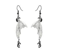 Wedity Halloween Wing Orecchini Divertente Zucca Bat Spider Moon Orecchini Gothic Skull Scheletro Orecchini di Goccia Gioielli per le Donne Ragazze (Ali d'argento)