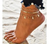 Wedity Nappa Crystal Leaf Cavigliere Freccia d'oro Braccialetti alla caviglia con strass Accessori da spiaggia estivi multistrato Gioielli per i piedi Regolabili per le donne Ragazze