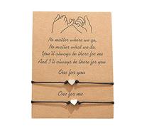 Wedity Star Bracciale Amore Girasole Perline Fatto A Mano Linea di Cera Bracciale Intrecciato Regolabile Amicizia Accessori Per Le Mani, Festa Della Mamma, Regalo Di San Valentino (amore cuore)