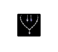 Wedity Wedding Crystal Collana Orecchini Set Sposa Girocollo Collane Gioielli con ciondolo blu per donne e ragazze (blu 1)