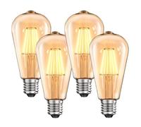 WEDNA Lampadina Vintage E27, 8W LED Dimmerabile Edison Lampadina, Luce Bianca Calda 2700K, 900LM, Vetro ambrato ST64 Lampada, Ideale per la Nostalgia e l'illuminazione Retrò, 4 Pezzi