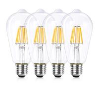 WEDNA Lampadine Vintage E27 Dimmerabile, 8W LED ST64 Edison Lampadina, Luce Bianca Calda 2700K, 1100lm, Vetro trasparente Ideale per la Nostalgia e l'illuminazione Retrò - 4 Pezzi