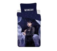 Wednesday Addams Rain Copripiumino Singolo 140x200 + Federa 100% Cotone | Set lenzuola reversibile | Cotone naturale traspirante Oeko-Tex | Licenza ufficiale Mercoledì | Teen | Regalo | Idea regalo