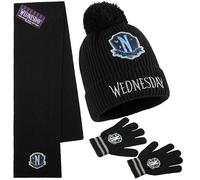 Wednesday Berretto Bambina Set 3Pz Accessori Invernali, Cappello Sciarpa Guanti per Viaggi Scuola, Regalo Ragazza Adolescenti