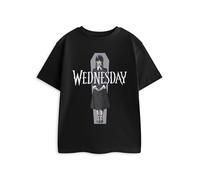 Wednesday Maglietta Nera per Bambini Addams | Maglietta Grafica a Maniche Corte con Motivo a Pois e Stampa a Forma di bara | Abbigliamento Casual per Halloween