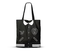 Wednesday Mercoledì Varsity-Borsa della Spesa Shopping Bag, Nero, 34 x 40 cm