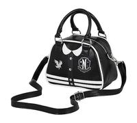 Wednesday Mercoledì Varsity Casual-Borsa Bowling Fashion, Nero, 22 x 16 cm