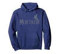 Wednesday Raven Logo Felpa con Cappuccio, Unisex per Adulti, Navy, S