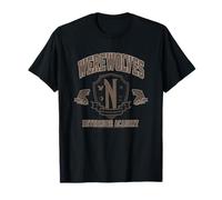 Wednesday Werewolves Nevermore Academy Distressed Chest Logo Maglietta