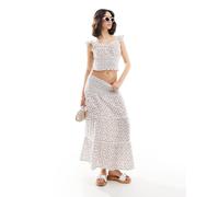 Wednesday's Girl - Gonna al polpaccio a balze bianca a fiorellini-Multicolore XL