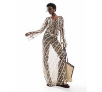 Wednesday's Girl - Gonna da mare trasparente marrone con stampa pitonata in coordinato L