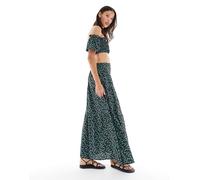 Wednesday's Girl - Gonna lunga a balze nera a fiorellini in coordinato-Nero 2XS