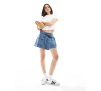 Wednesday's Girl - Pantaloncini blu in chambray a vita alta S