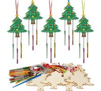 WEDNOK 10Pcs DIY Chime Tree Decorazioni di Natale appeso Inverno Hobby dipingere a mano per i bambini Natale Decorazione Giochi Festa Giardino Casa Compleanno Regalo per 3-12yrs