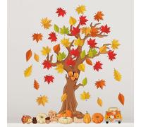 WEDNOK Decorazione da parete autunnale albero autunnale da parete con foglie d'acero, decorazione da parete autunnale per lavagnetta da parete, finestra, aula, cameretta dei bambini, camera da letto