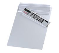 Wedo 057954 Tavoletta Portablocco in Alluminio con Calcolatrice Solare, A4, Argento
