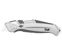 Wedo 079825 - Cutter di sicurezza CERA-Safeline in alluminio, lame in ceramica, alloggiamento in alluminio leggero, retrazione automatica della lama, impugnatura in gomma, caricatore integrato, certificato TÜV/GS, argento/antracite/bianco