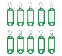 Wedo 262103400, portachiavi in plastica, con anello ed etichetta intercambiabile, 10 pezzi Con gancio a S 10 verde
