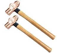 WEDO 2PCS Ball Pein Hammer,1/2 lb+3/4 lb Non-Sparking Ball Peen Hammer con manico in legno, rame berillio, non magnetico, forgiato, resistente alla corrosione, certificato BAM & FM, standard DIN