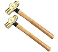 WEDO 2PCS Ball Pein Hammer,1/2 lb+3/4lb Non-Sparking Ball Peen Hammer con manico in legno, bronzo alluminio, leggero magnetico, forgiato, resistente alla corrosione, certificato BAM & FM, standard DIN