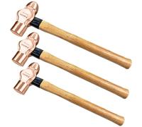 WEDO 3PCS Ball Pein Hammer,0,9 kg+3/4 lb+1,8 kg+1,5 kg Non-Sparking Ball Peen Hammer con manico in legno, rame al berillio, non magnetico, forgiato in pressofusione, resistente alla corrosione