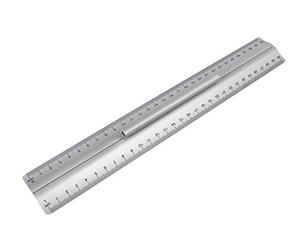 WEDO 525235 Righello in alluminio da 30 cm con impugnatura per destri e mancini con inserto in gomma antiscivolo, argento