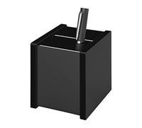 WEDO 636001 - Portapenne Black Office, in polimetilmetacrilato (PMMA), 2 scomparti, con piedini in gomma 10 x 8,3 x 9,6 cm, in confezione regalo, colore: nero