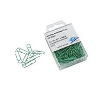 Wedo 901244204 Graffette-Clip per fogli di carta, 27 mm, confezione da 100 pezzi, in metallo, rivestimento in plastica, colore: verde