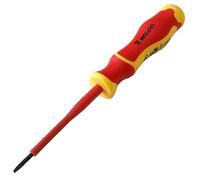 WEDO Cacciaviti Elettricista a Norma VDE 1000V,Lama Piatta 0.6x3×100mm,acciaio CR-V,lunghezza 198mm,Giravite Isolati Professionali,Certificazione GS,IEC 60900