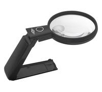 WEDO Hand Magnifier with Fold-Out Stand and Adjustable Magnifying Head and Batte