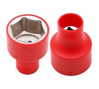 WEDO Inserto per Chiave a Bussola Esagonale VDE 1000 V,Bussola per dado mozzo in acciaio al vanadio cromo, 22 mm, 3/8",Chiave a Bussola ad Impatto,Lunghezza 45mm,Certificazione GS,IEC 60900