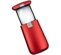 WEDO Lente d'ingrandimento LED Lucina - Lente d'ingrandimento tascabile con ingrandimento 3x, luce e batteria, rosso