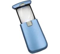 WEDO Lente d'ingrandimento LED Lucina - Lente d'ingrandimento tascabile con ingrandimento 3x, luce e batteria, blu