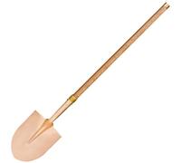 WEDO Pala a punta tonda con collo lungo piegato e non scintillante, con clip di bloccaggio, manico in legno lungo 119,4 cm con cerchio in bronzo, strumento di scavo di sicurezza, rame al berillio, non