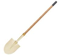 WEDO Pala a punta tonda con collo lungo piegato non scintillante, pala di trasferimento, manico in legno lungo 121,9 cm con manicotto antiscivolo, strumento di scavo di sicurezza, bronzo in alluminio