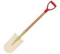 WEDO Pala lunga a punta tonda non scintillante, pala di trasferimento, manico in legno lungo 104 cm con manico a D in plastica, strumento di scavo di sicurezza, bronzo di alluminio, standard DIN