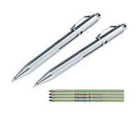 WEDO - Penna a sfera a 4 colori con meccanismo scorrevole, confezione con 2 penne e mine di ricambio