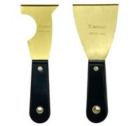 WEDO Set di 2 coltelli da stucco in ottone, lama da 7,6 cm + 6,3 cm, coltello per lustrini, raschietto per carta da parati, strumento per pittori, strumento per stampaggio a corona, rimozione della