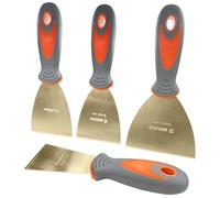 WEDO Set di 4 raschietti per stucco anti-scintille, lama 5,1 cm + 7,6 cm + 10,2 cm + 12,7 cm, raschietto di sicurezza per vernice senza scintille con manico in fibra di vetro, alluminio bronzo,