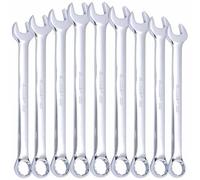 WEDO Set di 9 chiavi combinate con custodia arrotolabile, chiave combinata, design a 12 punti, SAE da 1/4" a 3/4", CR-V, resistente alla corrosione, forgiato, superficie liscia lucida, ideale per