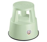 WEDO Sgabello a rotelle Step in plastica, infrangibile, Girevole, Certificato TÜV, Prodotto in Germania, Altezza 43 cm, Portata 150 kg, Colore: Bianco e Verde