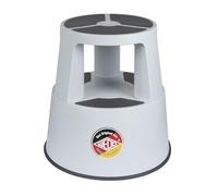 WEDO Sgabello a rotelle Super Step in plastica infrangibile - Piedino a forma di elefante, certificato TÜV GS - Made in Germany - Altezza ca. 43 cm, portata 150 kg (grigio chiaro)