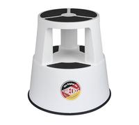 WEDO Sgabello a rotelle Super Step in plastica infrangibile - Piedino a forma di elefante, certificato TÜV GS - Made in Germany - Altezza ca. 43 cm, portata 150 kg (bianco)