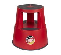 WEDO Sgabello a rotelle Super Step in plastica infrangibile - Piedino a forma di elefante, certificato TÜV GS - Made in Germany - Altezza ca. 43 cm, portata 150 kg (rosso)