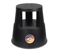 WEDO Sgabello a rotelle Super Step in plastica infrangibile - Piedino a forma di elefante, certificato TÜV GS - Made in Germany - Altezza ca. 43 cm, portata 150 kg, colore nero