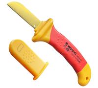WEDO Tagliacavi isolante, coltello elettrico isolante (dritto) VDE 1000 V, lama 50 mm, lunghezza 180 mm, coltello per cavi e condotti di taglio e smontaggio