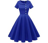 Wedtrend Abito da cocktail da donna, rockabilly, abito da sera, corto, vintage, da donna, anni '50, blu royal, L