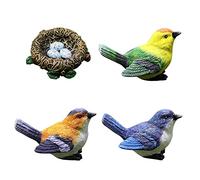 Weduspaty 4 pezzi figurine per uccelli in miniatura e nido, figurine decorative per uccelli ornamenta di uccelli in resina per decorazioni per micro paesaggi da giardino